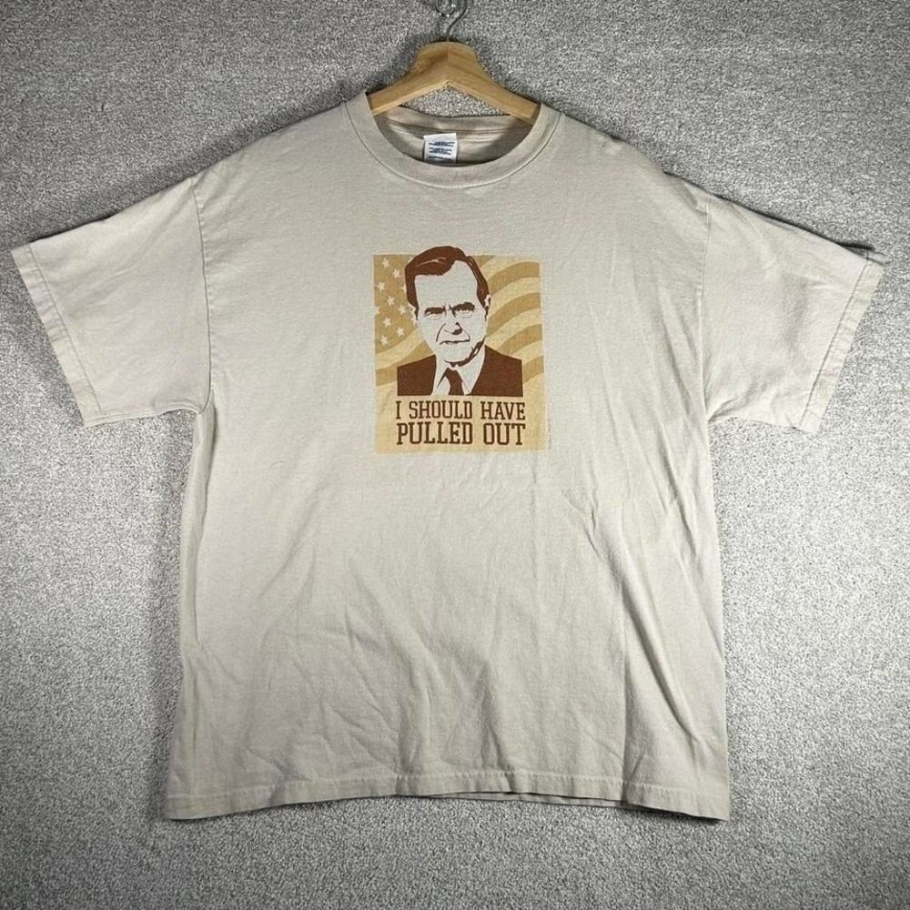 Vintage 2000s George HW bush political humor graphic tee shirt tshirt
